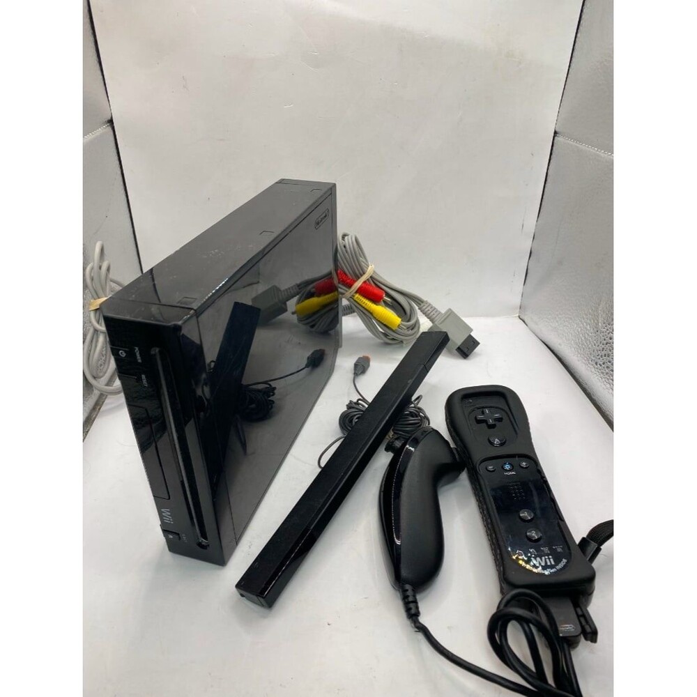 Nintendo Wii RVL-101 Black Console W/ Wii Motion Plus Tested